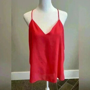 Nymph brand Coral Red V-neck blouse with spaghetti straps size large.